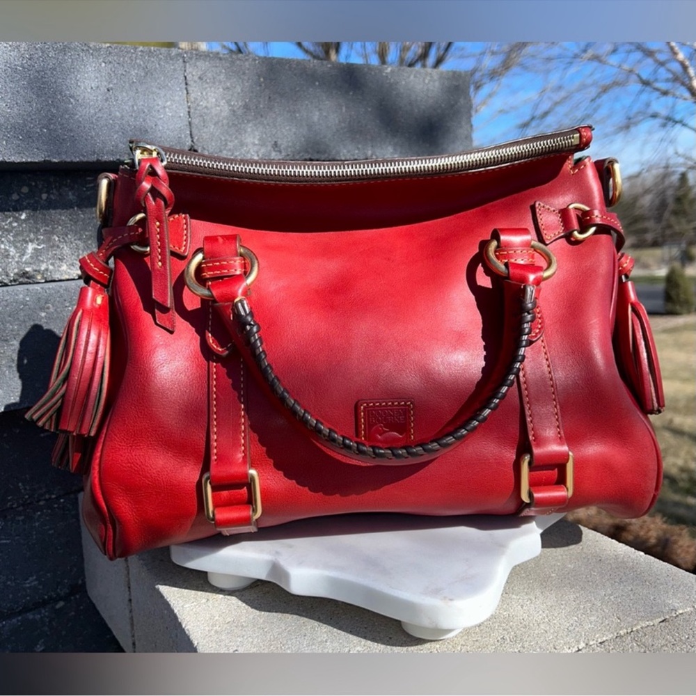 Dooney & Bourke Red Florentine Leather Satchel EUC